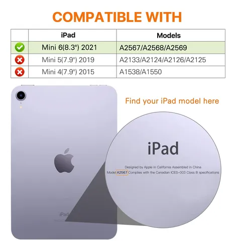 Funda Delgada Con Tapa Soporte Para iPad Mini 6 2021