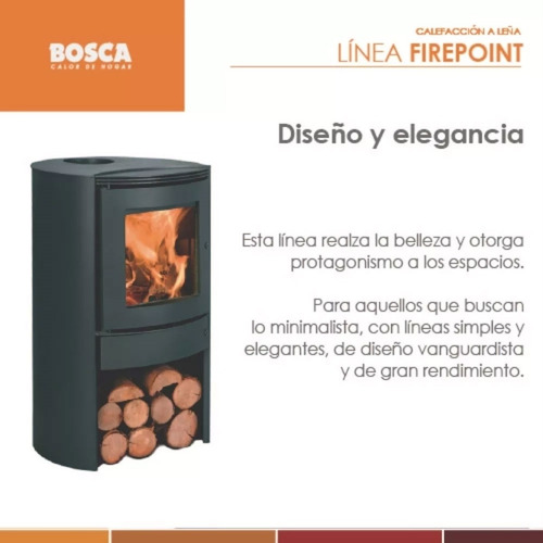 Salamandra Bosca Firepoint 380 Estufa Leña 180m2 9500k + Kit