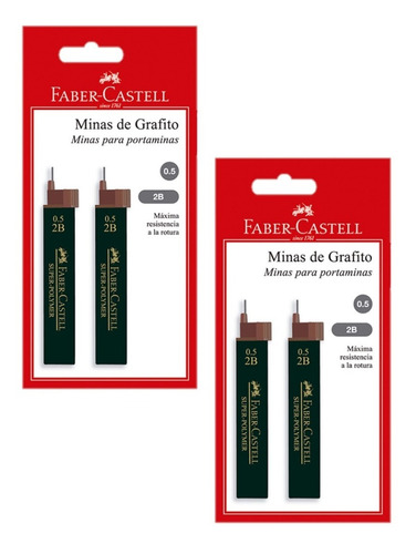 Minas Portaminas 0.5 2b Faber Castell X 4 Uds