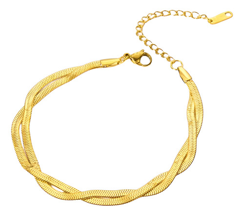 Pulsera Entrelazada Acero Inoxidable Chapado En Oro 18k Dama