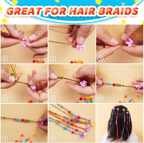 Iooleem Pony Beads (1000 Cuentas De Pony Con Purpurina Roja)