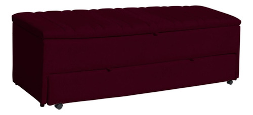 Calçadeira Baú Sapateira 90cm Ayla Suede Capitonê Bordô Suede