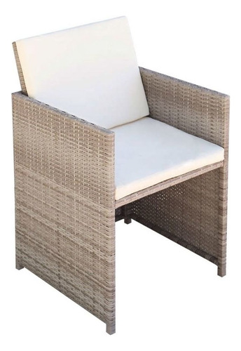 Juego De Comedor De 9 Pzas De Ratán Sintético Beige