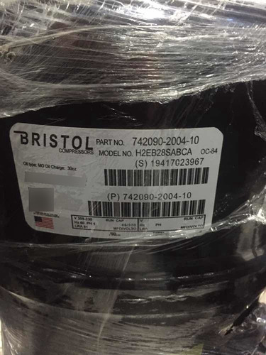 Compresor Pistón Para Cava Cuarto De 2,5hp Marca Bristol