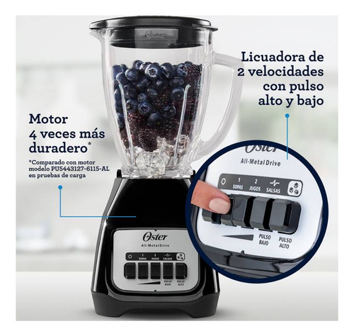 Licuadora Cromada Con Teclas 1.5 Litros Oster