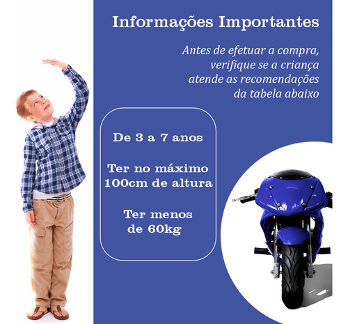 Moto Infantil A Gasolina 49 Cc Cilindradas Para Crianças 4-9