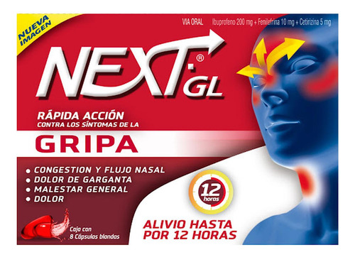 Next Gl Gripa Ibuprofeno + Fenilefrina + Cetirizina 200/10/5