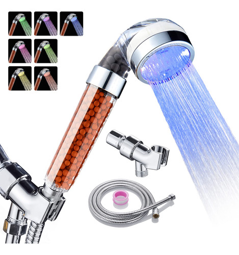 Juego De Cabezal De Ducha Led Alta Presión 7 Colores Filtros