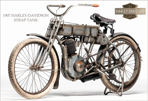 Lienzo Tela Poster Motocicleta Harley Davidson 1907 100x150