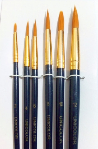 Estuche Pinceles Set X 6 Unidades Acuarela Óleo Acrílico