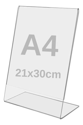 Display Expositor Acrílico A4 Em L Ps Cristal Mesa Balcão  