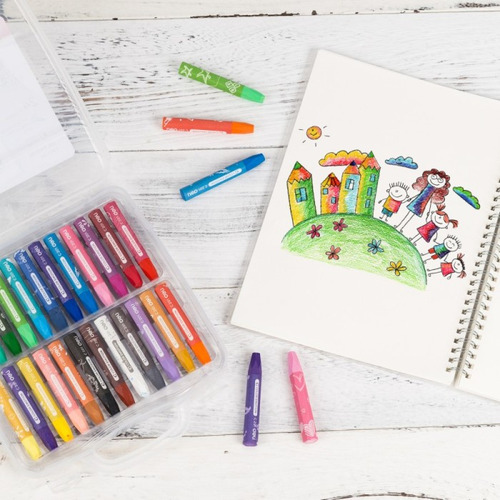 Set Crayones Pastel Oleos Deli Estuche Plastico X 24 C20124