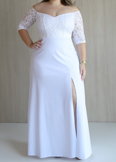 vestido plus size longo branco