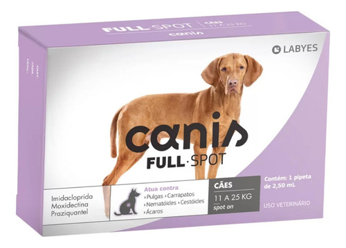 Canis Fullspot Labyes Antipulgas E Vermífugo Cães 11 A 25 Kg