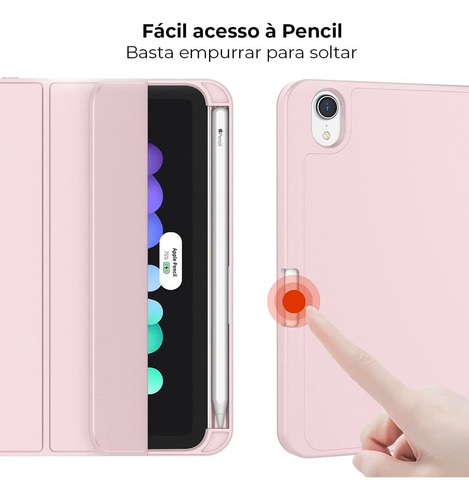 Funda Smartcover Para iPad Mini 6 + Espacio Para Pencil Rosa