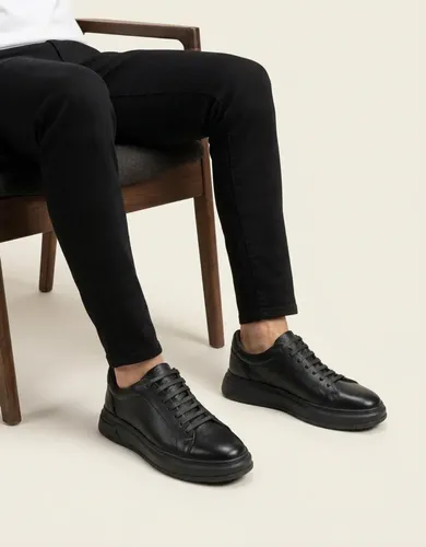 Tênis Masculino Couro Legítimo Casual Solado Alto Premium