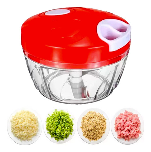Triturador Alho Manual Processador Picador Fatiador Legumes Cor Variadas