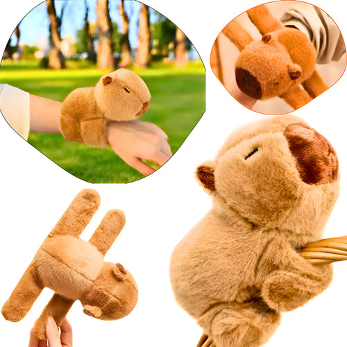 Capivara De Braço Pulseira Brinquedo Pelúcia Capibara Filó Cor Marrom 1