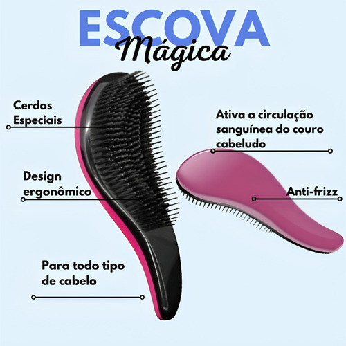 Kit 2 Escovas De Cabelo Magica Para Desembaraçar Anti Queda