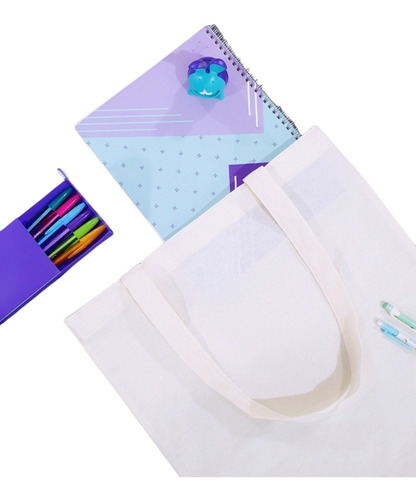 20 Tote Bag De Manta Cruda 40x40 Cm Con Asas Largas Beige