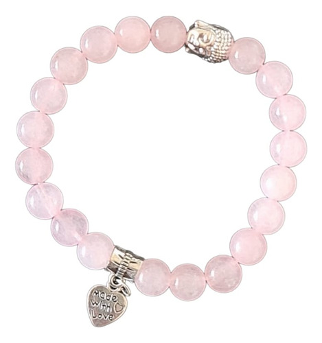 Pulsera Cuarzo Rosado 8mm Buda Corazón Chakra Corazón