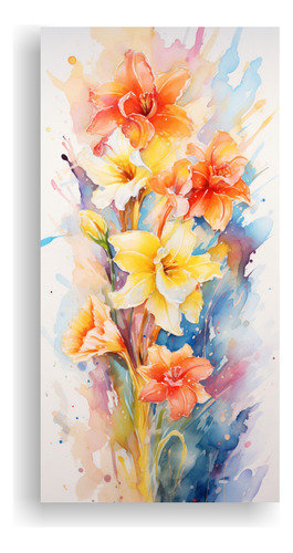 60x30cm Cuadro Abstracto Narcisos Arcoíris Belleza Cálida