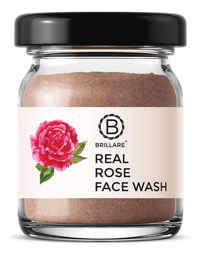 Brillare Limpiador Facial En Polvo De Rosa Real, Exfoliante.