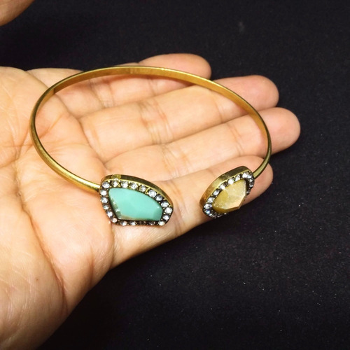 Pulseira Vintage Cuff Étnica Cintilante Luxo Strass Pedras