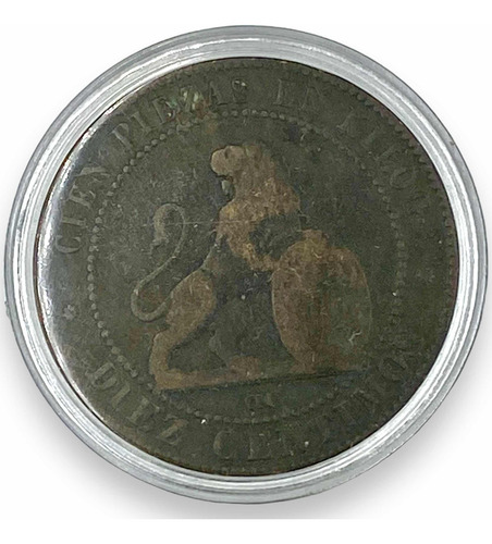 Moneda Antigua De Cobre De España De 10 Céntimos Año 1870 (Usado)
