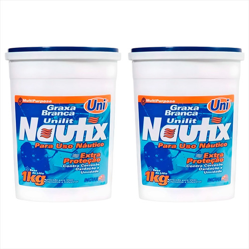 Graxa Branca Nautica Unilit Nautix 1kg Uni Ingrax Kit C/2