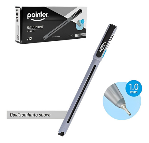 Boligrafo X12 Piezas De Cuerpo Texturizado Negro Pointer