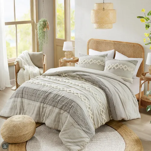 Set De Edredón Hyde Lane Boho Grey, 100% Algodón, Tamaño Kin
