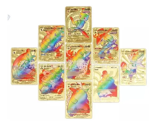 Caixa C/ 54 Cards Pokemon Folha De Ouro Cartinha Brilhante