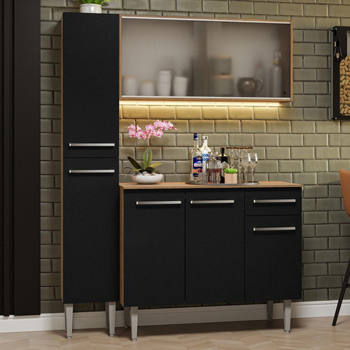 Mueble Cocina Compacta 137cm S/ Mesón Acero Emilly Madesa 05