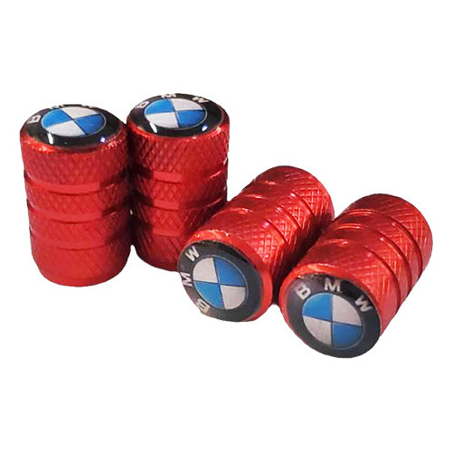 Set 4 Tapas Aire Llanta Bmw Rojo Aluminio Universales