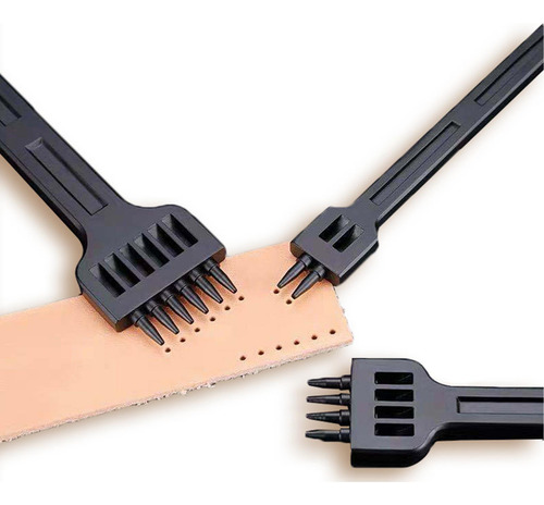 Perforadora De Cuero Para Perforar Filas 4 Mm 4 Puntas Negro