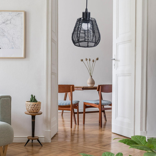 Luminária De Vime Pendente Com Estilo Único Para Preto
