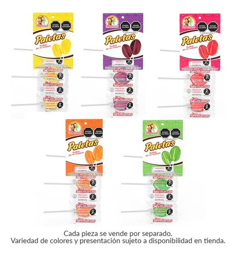 2 Pza Paletas De Caramelo Las Sevillanas Varios Sabores 1 Pi
