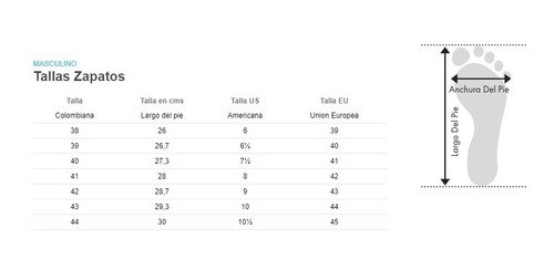 guía de tallas polo club zapatos hombre