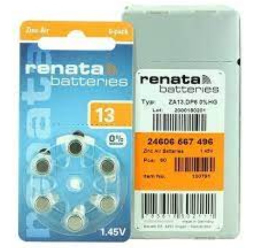 Imagen 2 de 6 de Pilas Audifono Zincair Renata 13 Pr48 Caja 60 Unid. Alemanas