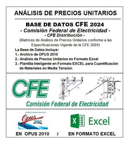 Base De Datos Cfe 2024 Matrices De Precios Unitarios