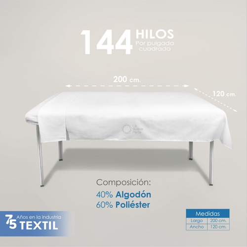 10 Sabana Clinica Hospitalaria 144h 155x220 60/40 Pol/aLG Color Blanco Diseño de la tela Liso