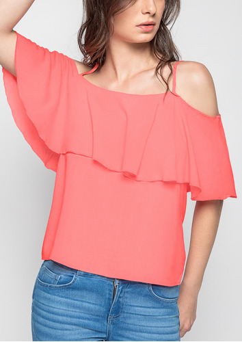 Blusa Andrea Con Escarola De Mujer Rosa