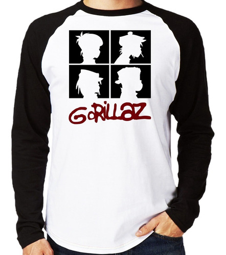 Camiseta Camisa Blusa Banda Gorillaz #2 Raglan Manga Longa