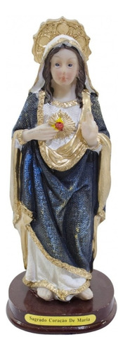 Sagrado Coração De Maria Enfeite De Resina 16 Cm Cor Azul