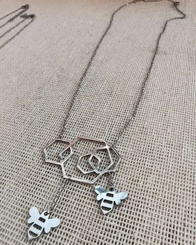 Dije Abejas En Colmena Collar Acero Inoxidable Mujer Hombre