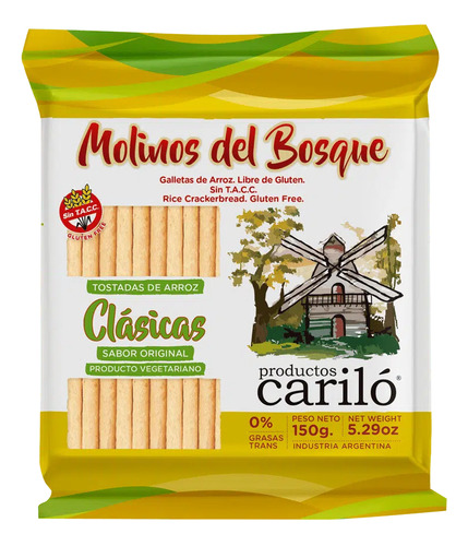 Tostadas de Arroz Molinos Del Bosque Clasicas sabor original sin TACC 150 g