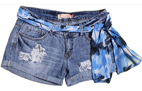 Short De Jeans Con Rotura Incluye Pañuelo, Sybilla Importado