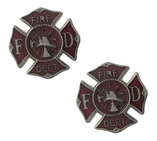Imagen 1 de 2 de Mancuernillas Emblema De Bomberos Acero Gemelos D-438