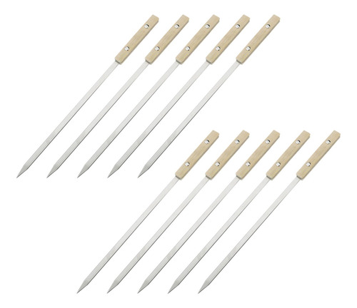 10 Piezas De Brochetas Planas Para Barbacoa, Palitos 40cm
